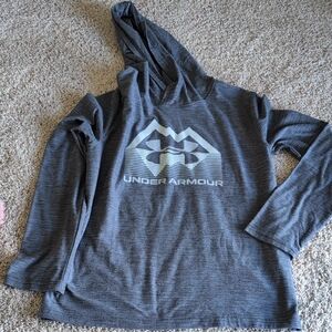 Under Armour Dark Gray Striped Pullover Hoodie with Logo